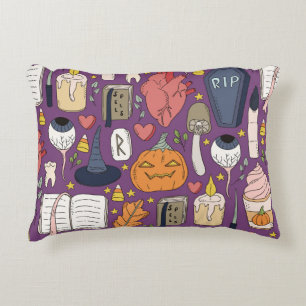 Halloween pumpkins, witchy seamless pattern. accent pillow