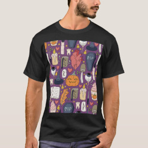 Halloween pumpkins, witchy seamless pattern. T-Shirt