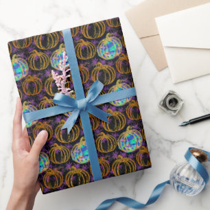 Halloween Pumpkins With Faux glitter Wrapping Paper