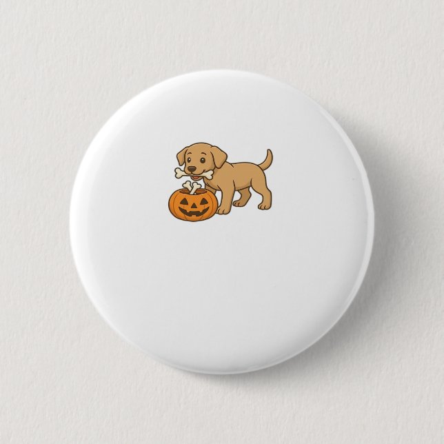 Halloween Pup with Bones and Pumpkin Pal Classic T 2 Inch Round Button (Front)