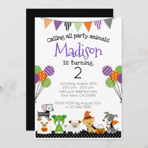 Halloween Puppies Birthday Invitation