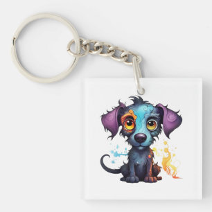 Halloween Puppy #12 Digital Art Keychain