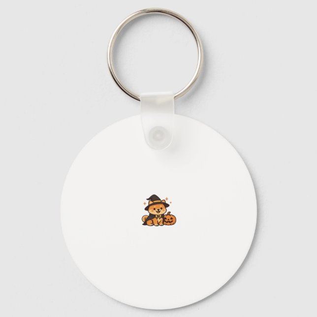 Halloween Puppy Love � Kawaii Dog Art Classic T-Sh Keychain (Front)