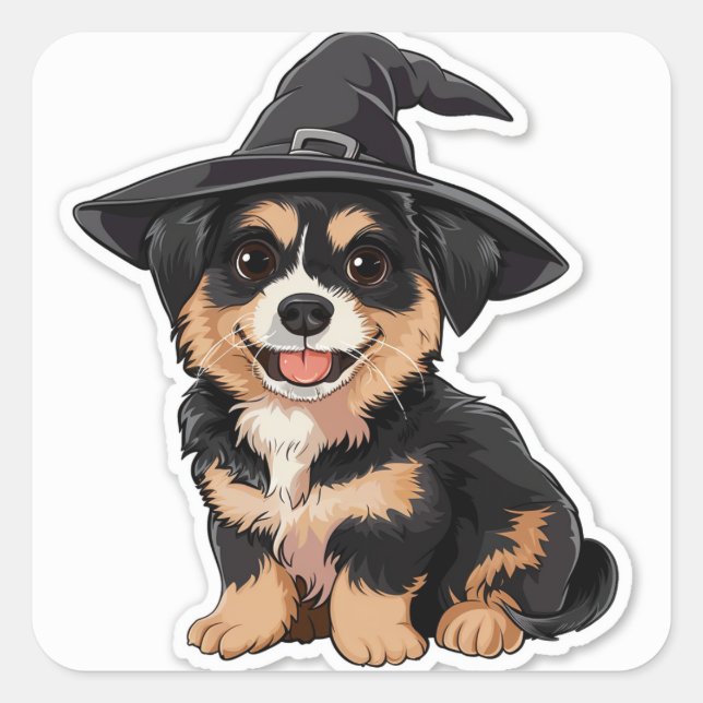 Halloween Puppy Square Sticker (Front)