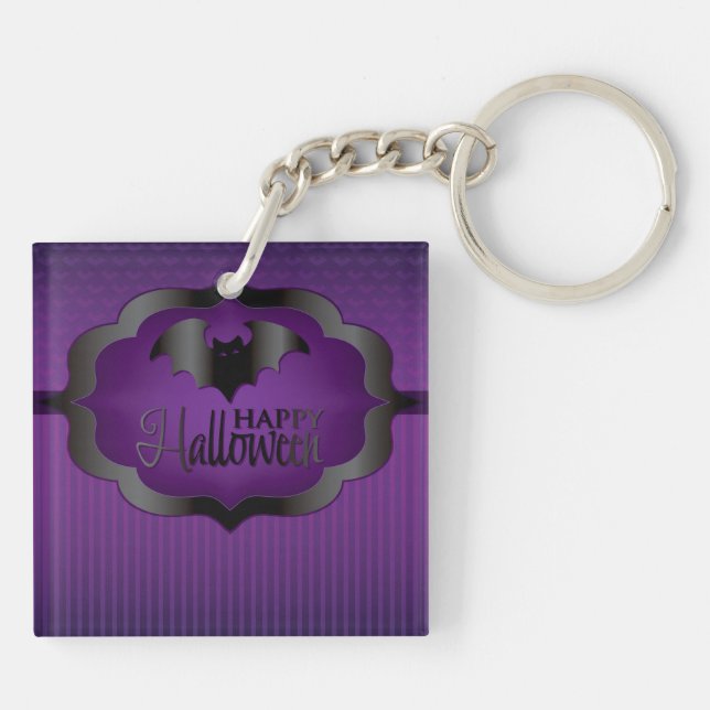 Halloween purple bat keychain (Back)