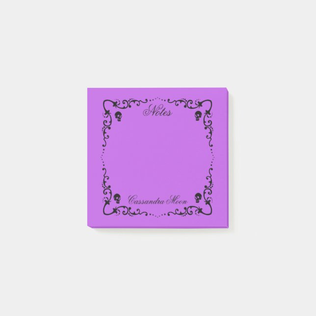 Halloween Purple & Black Magic Border Personalized Post-it Notes (Front)