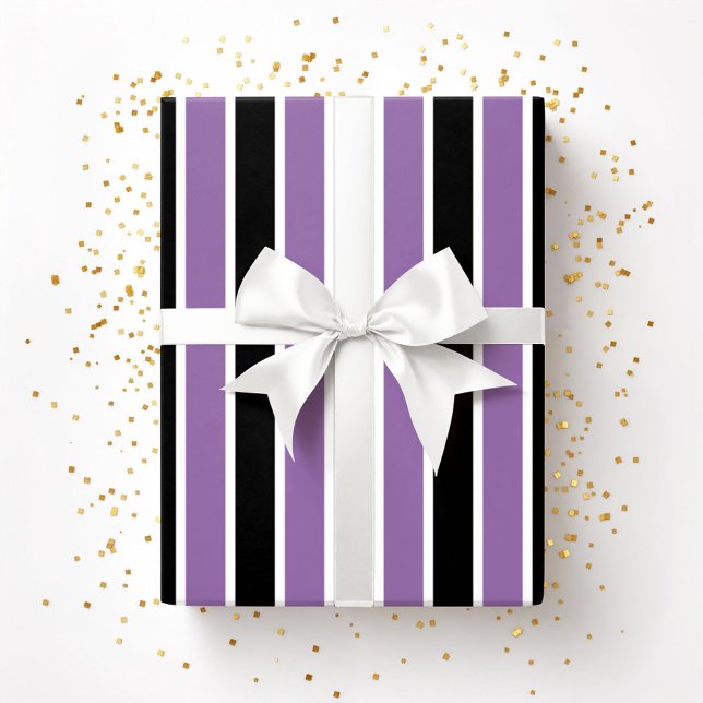 Halloween Purple Black Stripes Wrapping Paper (Halloween Purple Black Stripes Wrapping Paper)