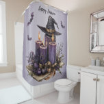 Halloween Purple Candles Bats Spooky Scary<br><div class="desc">Halloween Purple Candles Bats Spooky Scary Shower Curtain. Unique,  beautiful,  stylish design. Easy to be personalized. Font style,  size and colours can be changed. Matching items are available.</div>