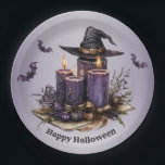 Halloween Purple Candles Bats Spooky Scary Paper Plate<br><div class="desc">Halloween Purple Candles Bats Spooky Scary Paper Plates. Unique,  beautiful,  stylish design. Easy to be personalized. Font style,  size and colours can be changed. Matching items are available.</div>