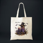 Halloween Purple Candles Bats Spooky Scary Tote Bag<br><div class="desc">Halloween Purple Candles Bats Spooky Scary Tote Bag. Unique,  beautiful,  stylish design. Easy to be personalized. Font style,  size,  and colours can be changed. Matching items are available.</div>