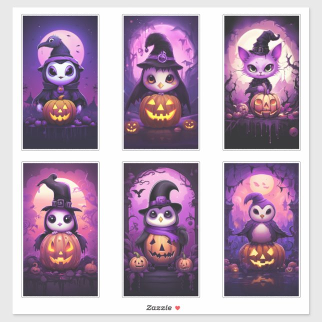 Halloween Purple Emo Penguin with friends 2 (Sheet)