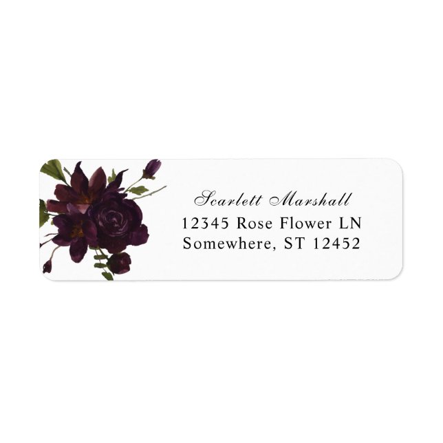 Halloween Purple Floral Return Address Label (Front)