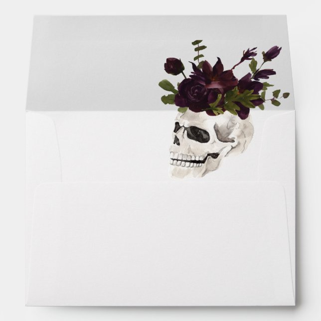 Halloween Purple Floral & Skull Envelope (Back (Bottom))