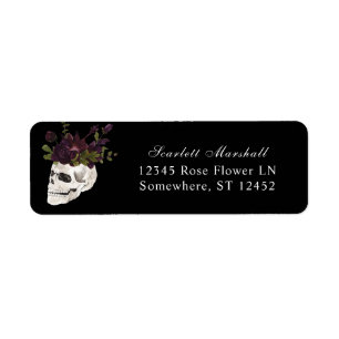 Halloween Purple Floral & Skull Return Address B