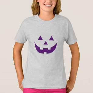 Halloween purple Jack o lantern pumpkin face kids  T-Shirt