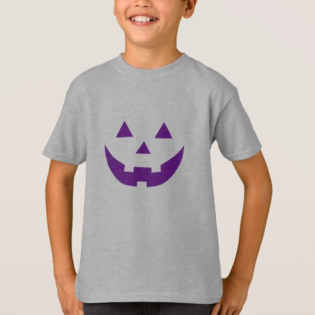 Halloween purple Jack o lantern pumpkin kids T-Shirt (Front)