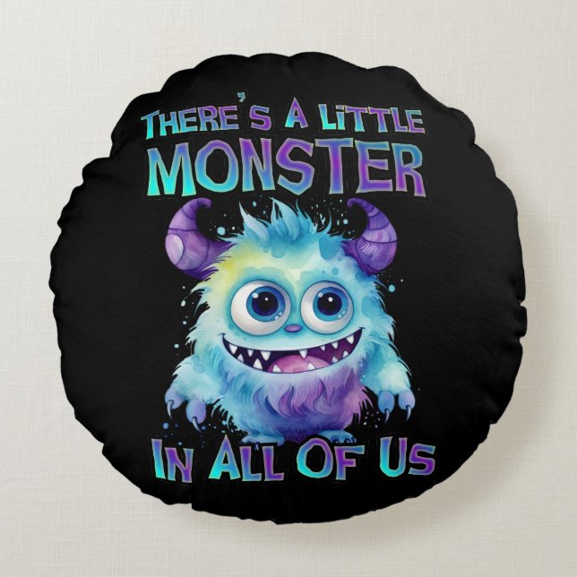 Halloween Purple Monster  Round Pillow (Front)
