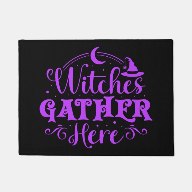 Halloween Purple "witches gather here" Doormat (Front)