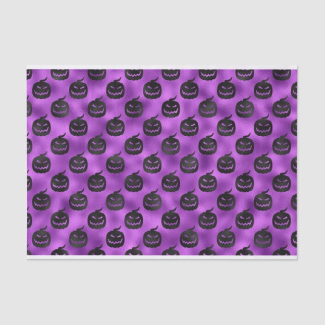 HALLOWEEN PURPLE WITH BLACK PUMPKINS TISSUE PAPER (Front)