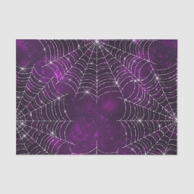 HALLOWEEN PURPLE WITH SILVER SPIDER WEBS TISSUE PAPER (Front)