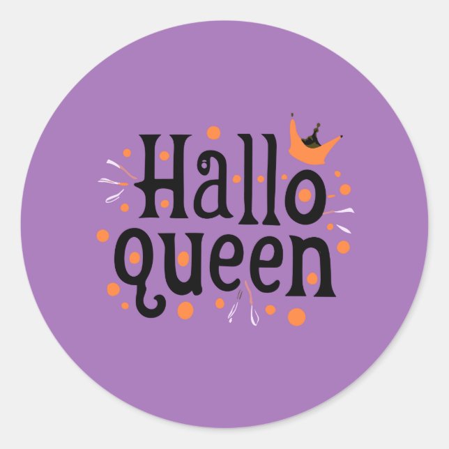 Halloween Queen, Halloqueen, Retro Halloween Art Classic Round Sticker (Front)