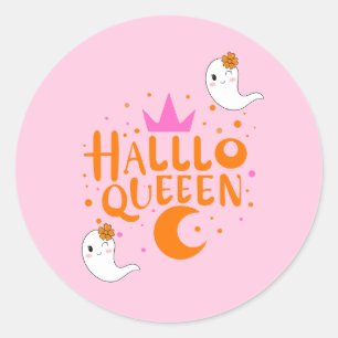 Halloween Queen, Halloqueen, Retro Halloween Art Classic Round Sticker