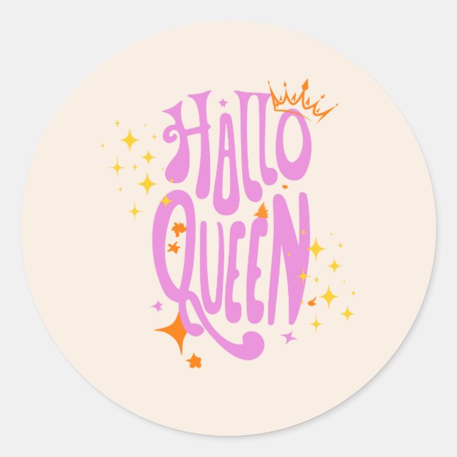 Halloween Queen, Halloqueen, Retro Halloween Art Classic Round Sticker (Front)