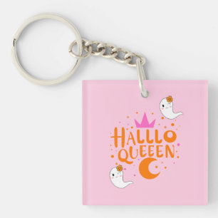 Halloween Queen, Halloqueen, Retro Halloween Art Keychain