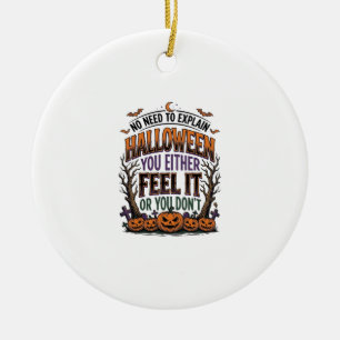 Halloween Quote Shirt Vintage Pumpkin Bat Tree Des Ceramic Ornament