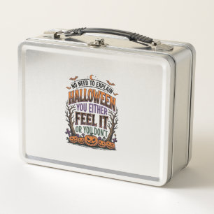 Halloween Quote Shirt Vintage Pumpkin Bat Tree Des Metal Lunch Box