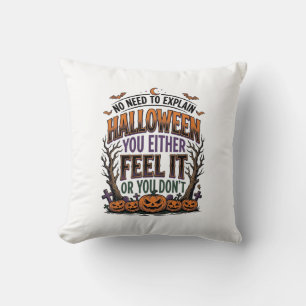 Halloween Quote Shirt Vintage Pumpkin Bat Tree Des Throw Pillow