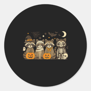 Halloween Raccoon Costumes Ghost Witch Mummy Men W Classic Round Sticker
