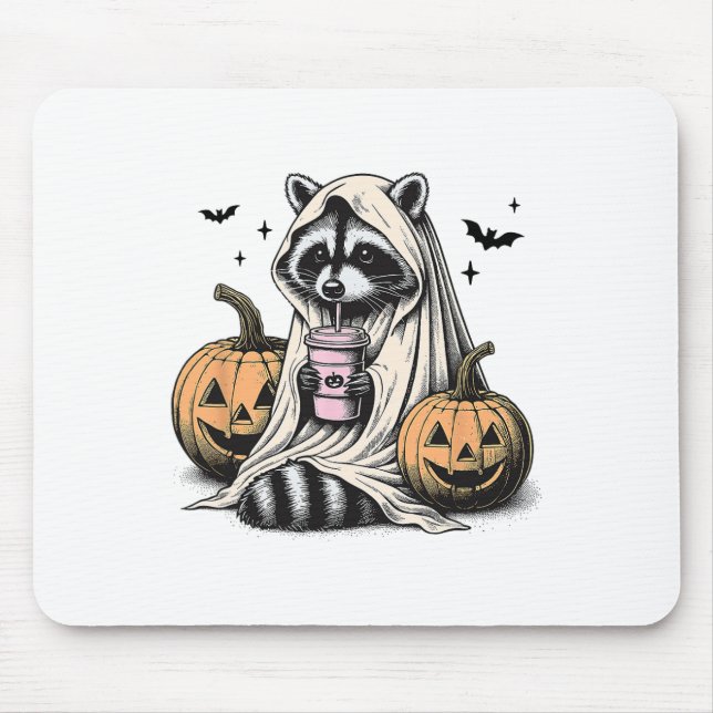 Halloween Raccoon Ghost  Mouse Pad (Front)