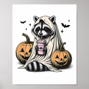 Halloween Raccoon Ghost  Poster