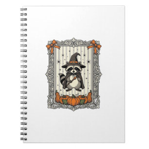 Halloween Raccoon Witch Pumpkin Vintage Cute_1 Notebook