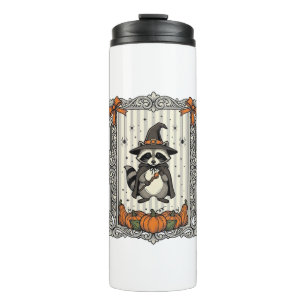 Halloween Raccoon Witch Pumpkin Vintage Cute_1 Thermal Tumbler