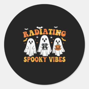 Halloween Radiating Spooky Vibes Ghost X-ray Radio Classic Round Sticker