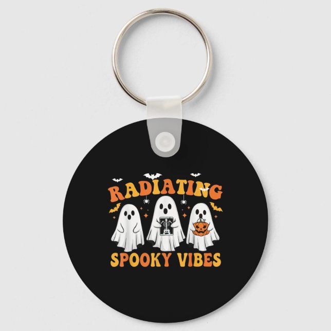 Halloween Radiating Spooky Vibes Ghost X-ray Radio Keychain (Front)