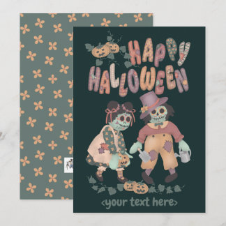 Halloween Rag Doll Zombies (2) - Greeting Card