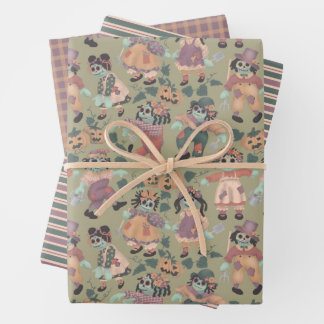 Halloween Rag Doll Zombies wrapping paper (2)