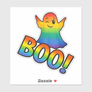 Halloween Rainbow Winking Ghost and BOO