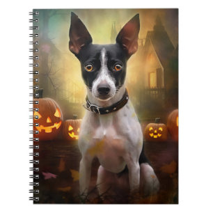 Halloween Rat Terrier With Pumpkins Scary Notebook