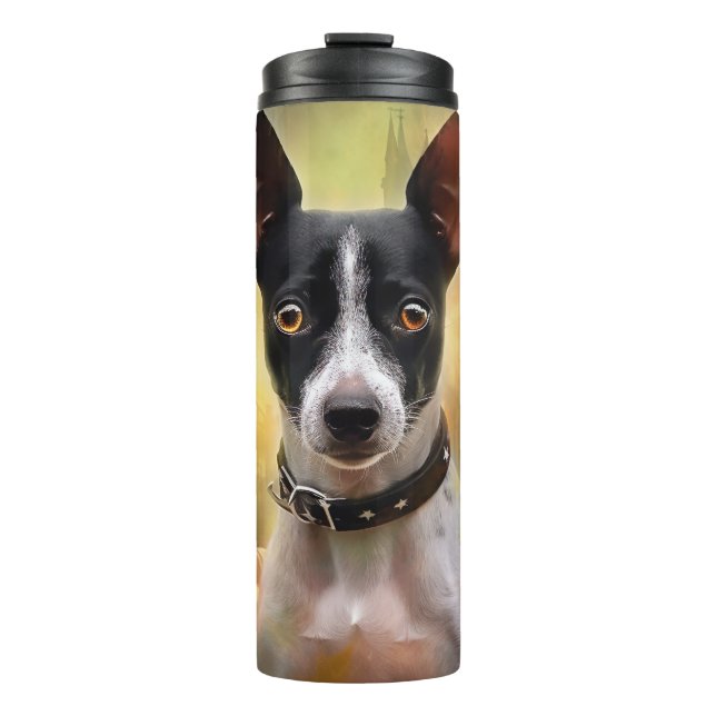 Halloween Rat Terrier With Pumpkins Scary Thermal Tumbler (Front)