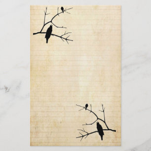 Halloween Raven and Owl Old Paper Stationary