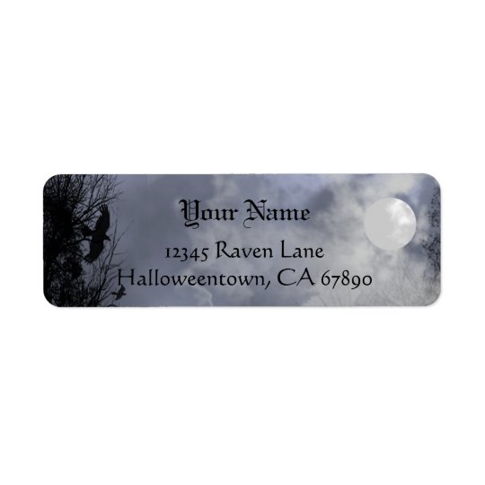 Halloween Raven Blue Sky Custom Address Label