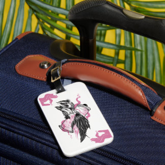 Halloween Raven Card Slot with Pink Buddha Hands  Luggage Tag