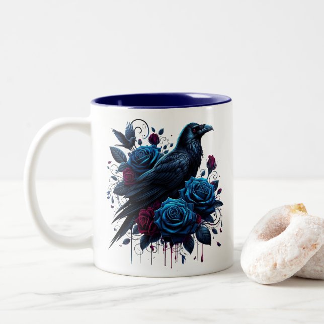 Halloween Raven Coffee Mug (With Donut)