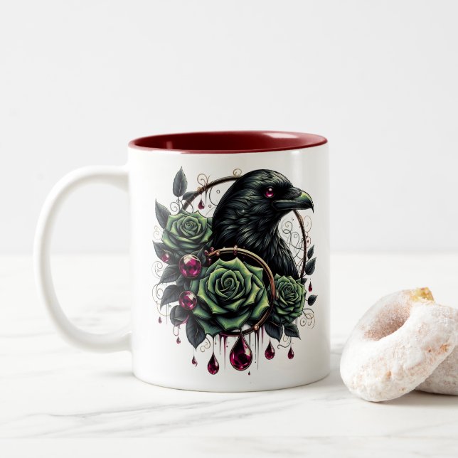 Halloween Raven Coffee Mug (With Donut)