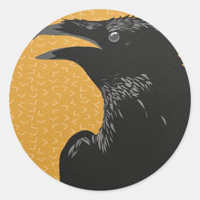 Halloween Raven Crow Classic Round Sticker (Front)