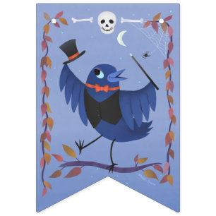 Halloween Raven Crow Moon Blue Bunting Flags